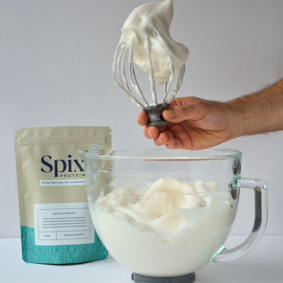 Whipped Vegan Egg White Replcement Made 
Wiht Spix Eggless Whites.